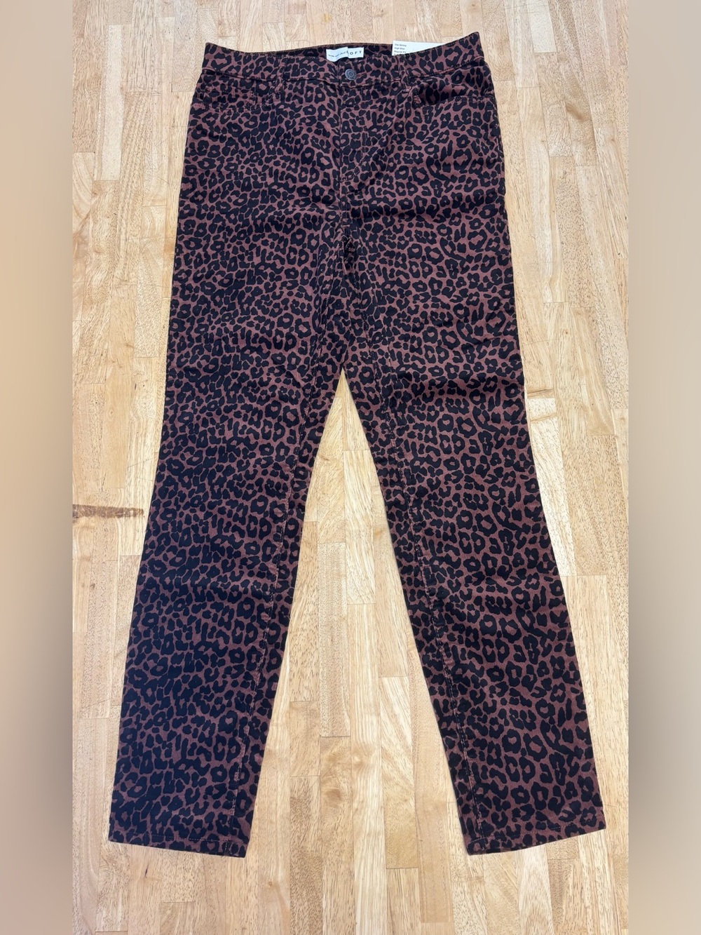 NWT LOFT Leopard Print High Waist Skinny Corduroy Pants Brown Black Size 29 8